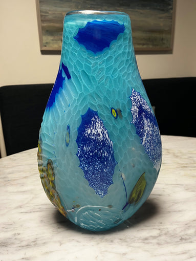 Eamonn Vereker EV 24-03  Aqua and Blue Desert Pea vase
