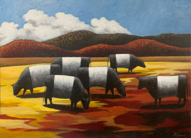 PETE GROVES -  Cows in Red Hills -SOLD