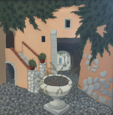 Anne Marie Graham - Travel Painting - Courtyard at Ventebrun 1999