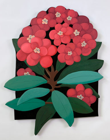Anne Marie Graham - Shaped Board - Red Flowers 2016