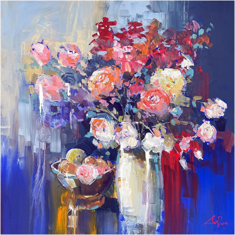 Craig Penny - Flowers on Blue  - SOLD