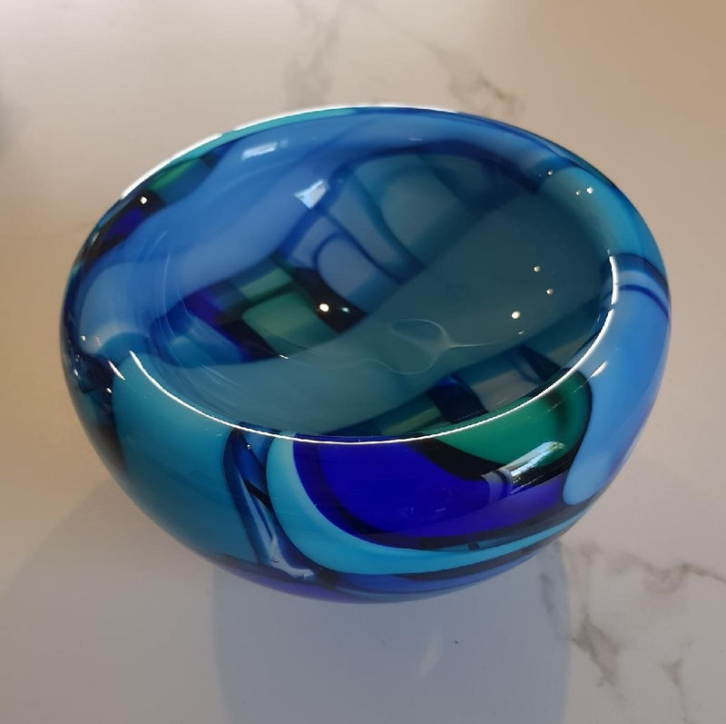 Cane Bowl - PW05 Medium Aqua & Blue - WAS $250 NOW $175